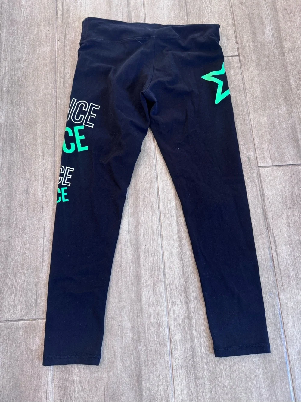 Justice Active Black Leggings with Bright Teal Dance Graphics size 14 plus